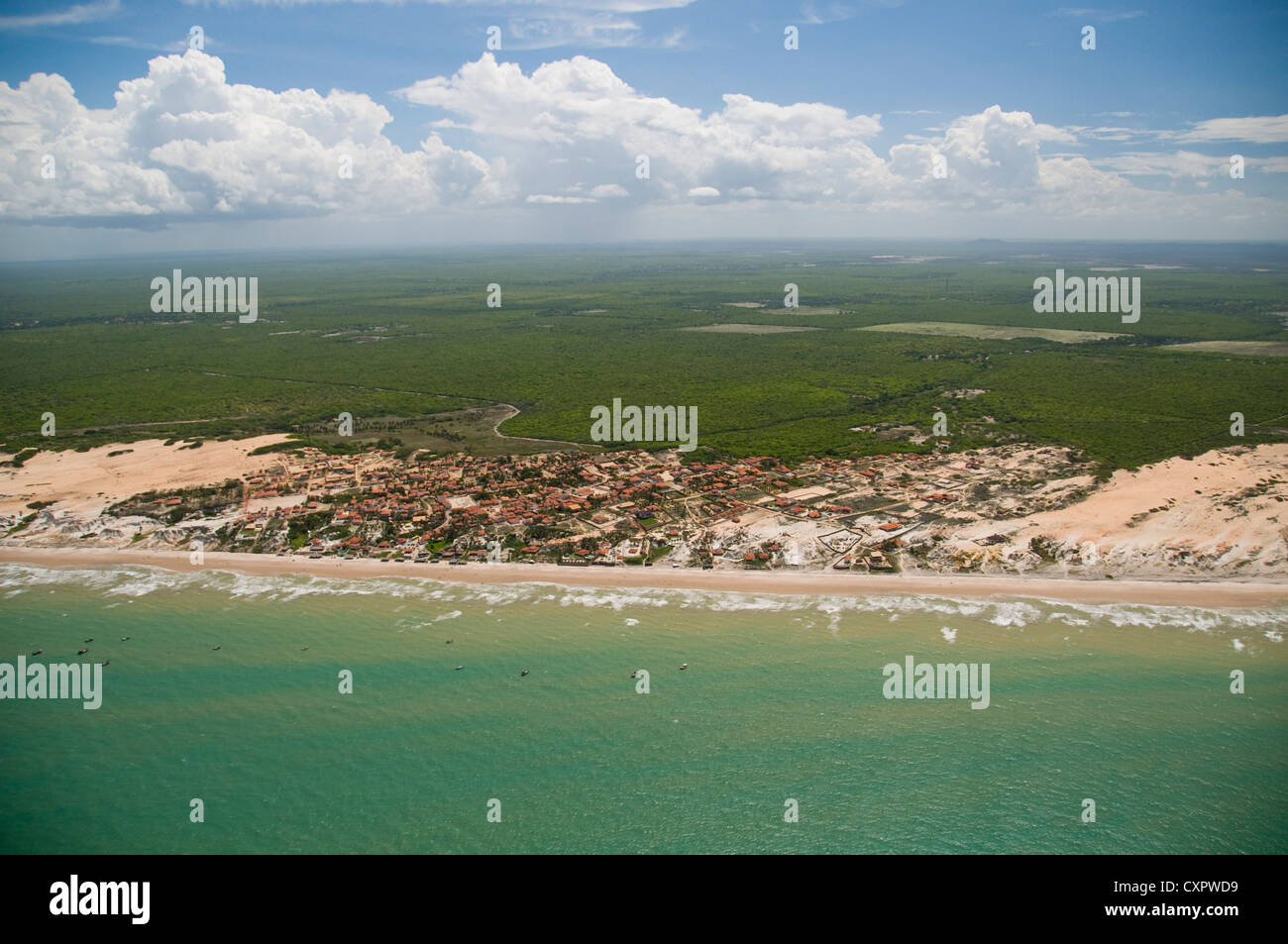 Aerial view of coastline, Quixaba, Ceará, Brazil - Canoa Quebrada beach ...