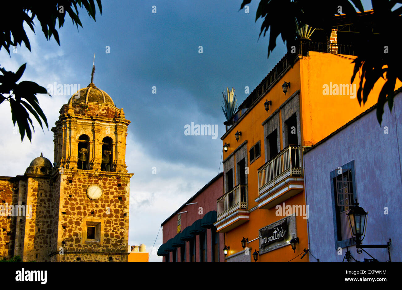 Colorful town of Tequila in Jalisco, home of Jose Cuervo Tequila company and other distillers Stock Photo