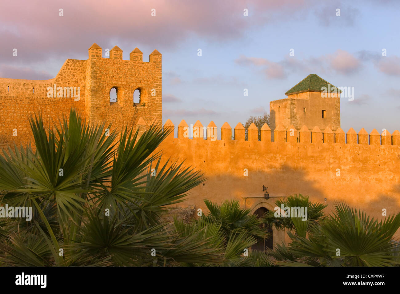 Outer Wall of Andalusian Gardens and Mohammad V Mausoleum, Kasbah des Oudaias, Rabat, Morocco Stock Photo
