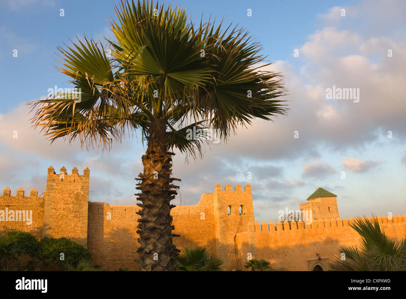 Outer Wall of Andalusian Gardens and Mohammad V Mausoleum, Kasbah des Oudaias, Rabat, Morocco Stock Photo