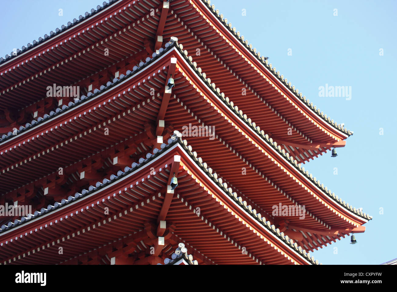 Sensoji Temple pagoda in the Asakusa district of Tokyo, Japan. Stock Photo