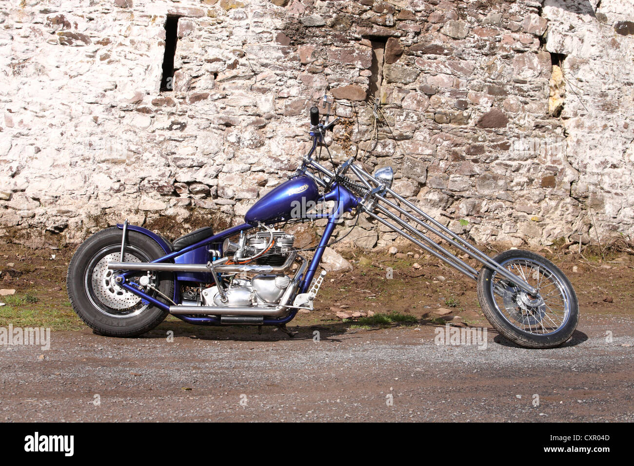 Triumph T120 custom built chopper Stock Photo