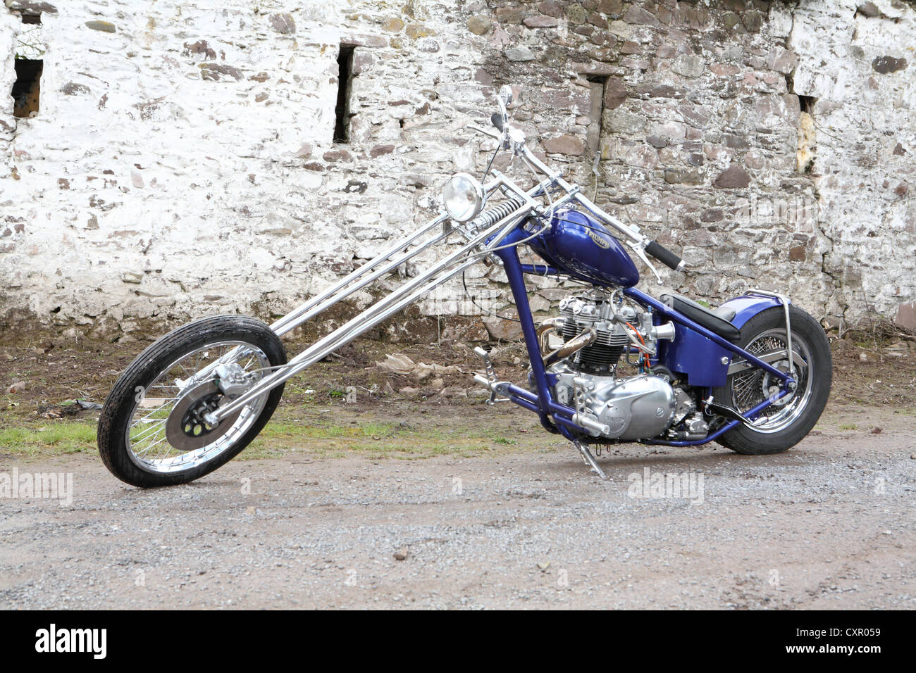 Triumph T120 custom built chopper Stock Photo