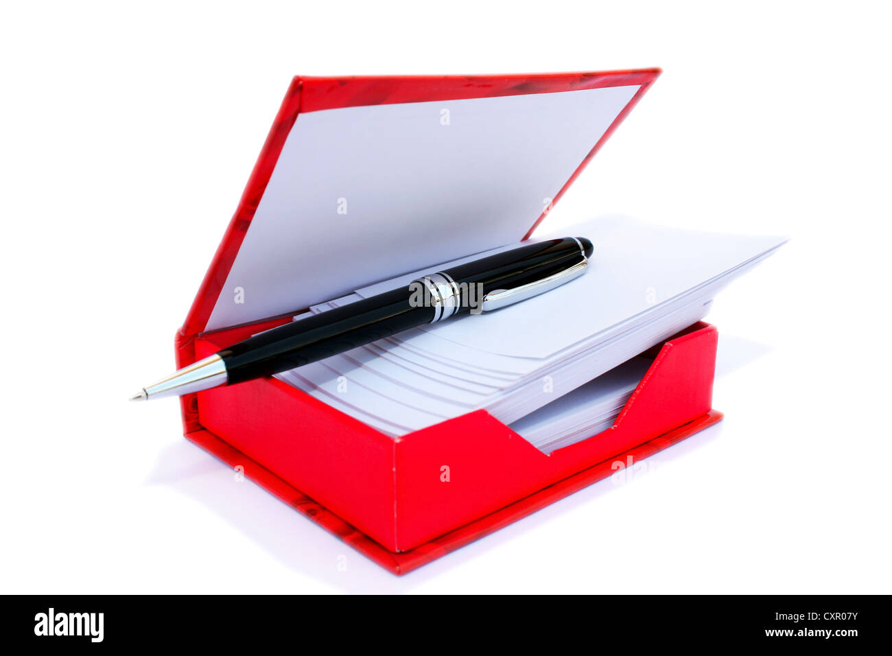 Pen and notepad isolated on white background Stock Photo - Alamy