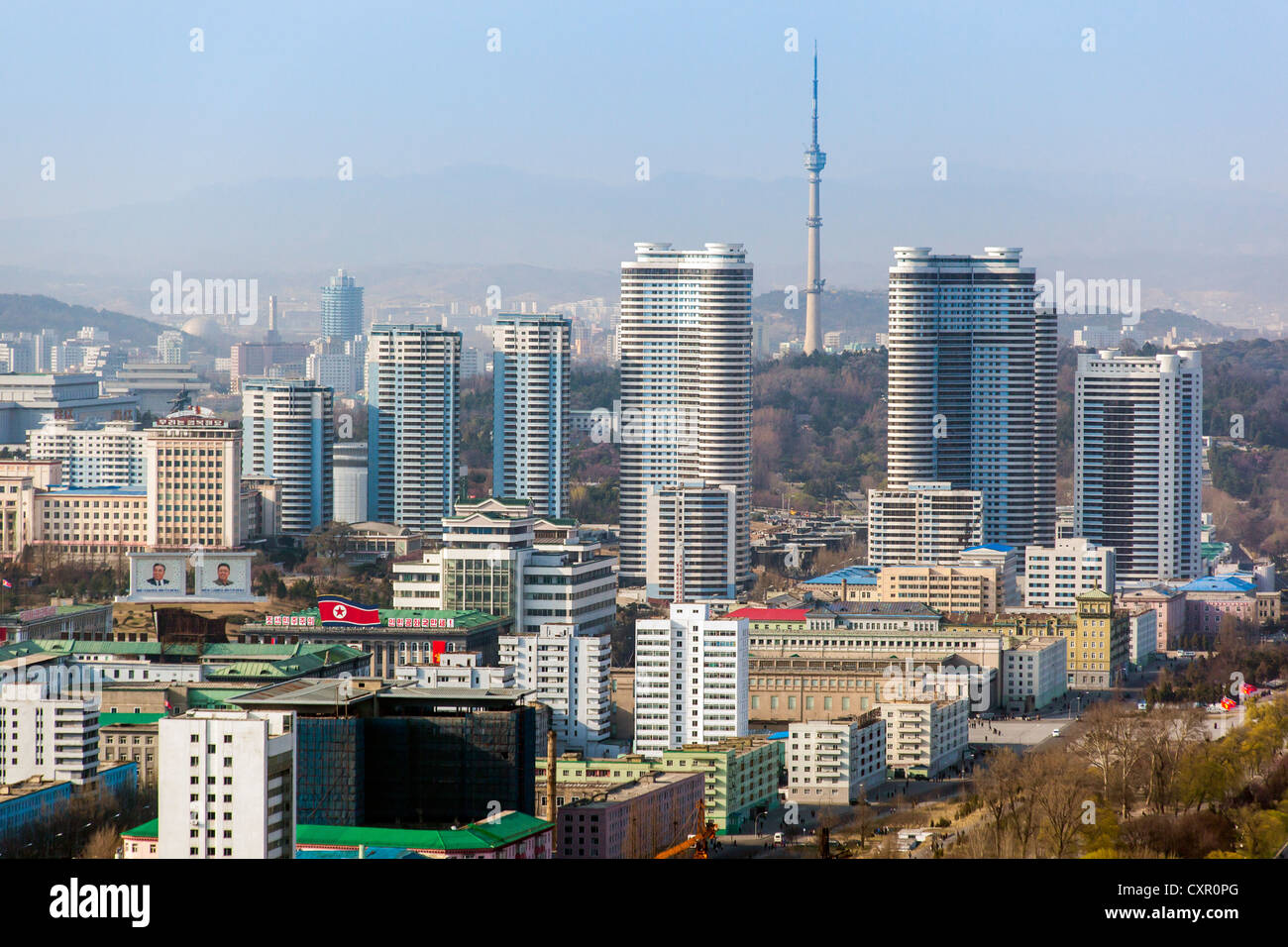 Democratic Peoples's Republic of Korea (DPRK), North Korea, Pyongyang city skyline Stock Photo