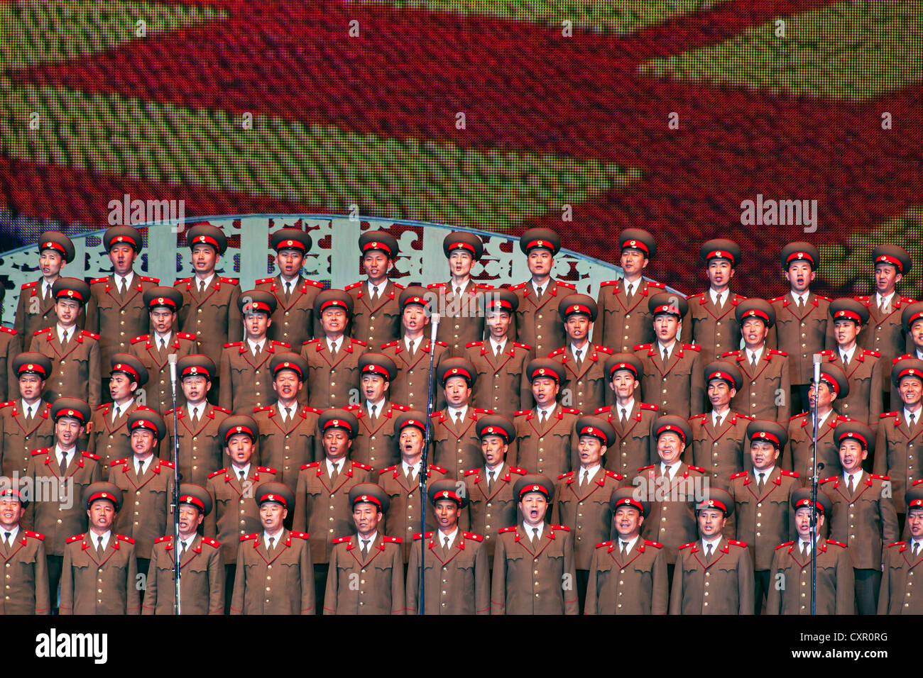 Democratic Peoples's Republic of Korea (DPRK), North Korea, Pyongyang, Pyongyang Indoor Stadium performance Stock Photo