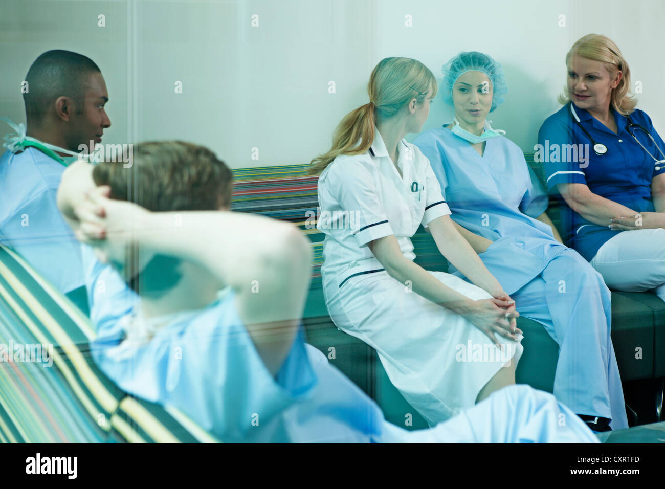 Medical staff in hospital staff room Stock Photo Alamy