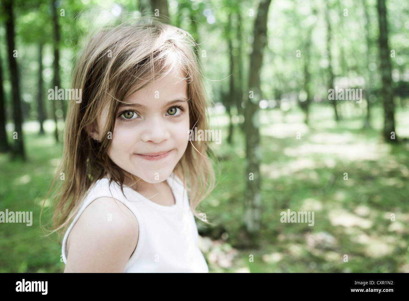 Girl in forest Stock Photo