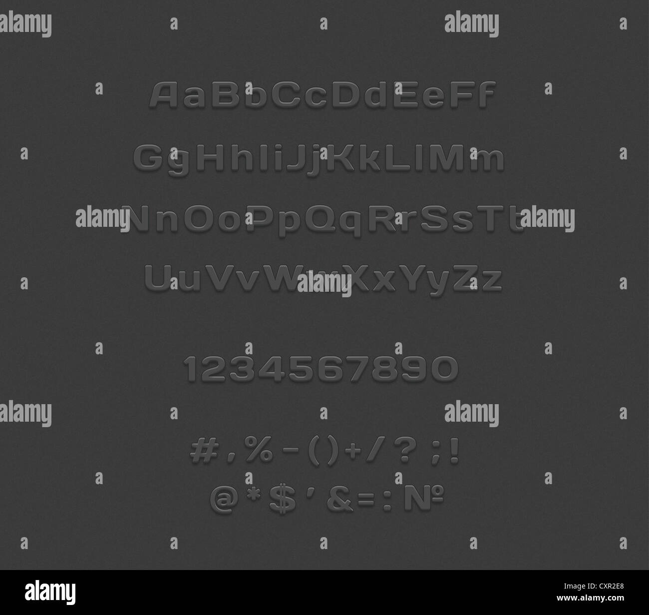 Set of letters, numbers and symbols Stock Photo