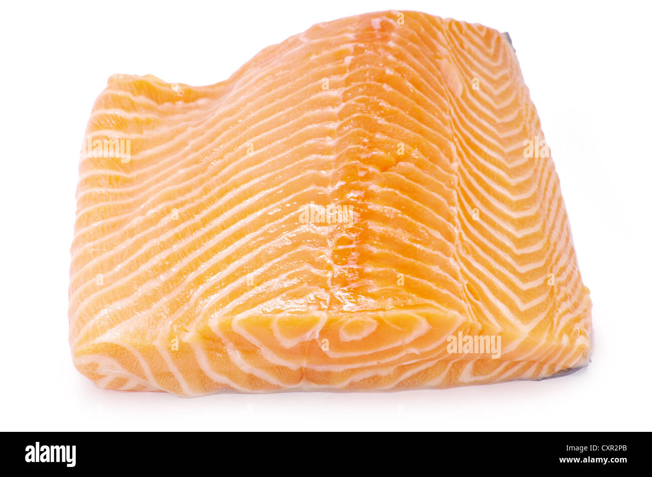 salmon steak red fish on white Stock Photo