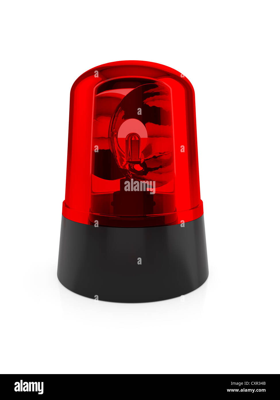 3d render of red flashing light on a white background Stock Photo