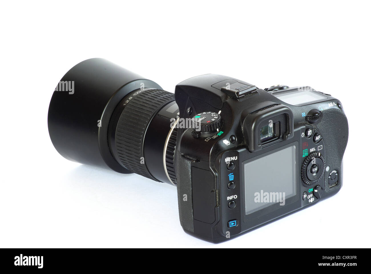 black digital camera isolated on white Stock Photo - Alamy