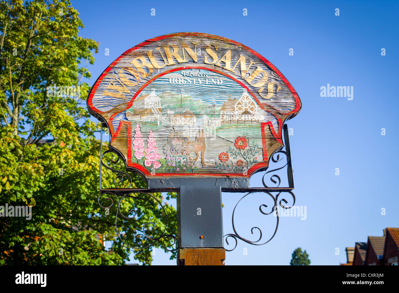 Village Sign In Woburn Sands Bedfordshire Uk Stock Photo Alamy