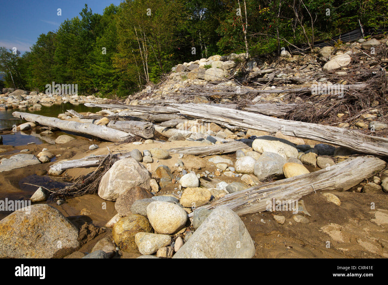 Remnants of old timber dam along the East Branch of the Pemigewasset