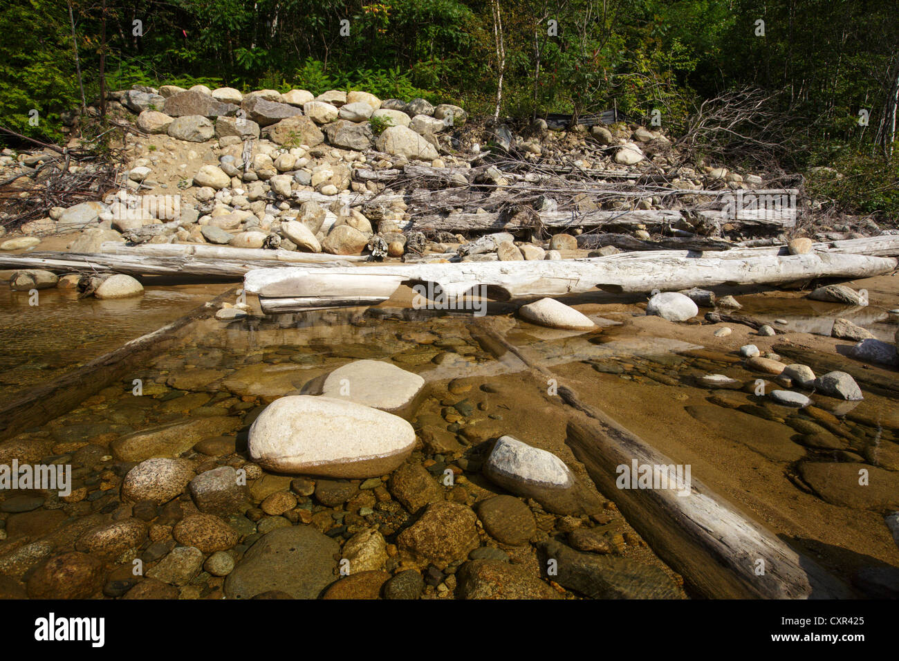 Remnants of old timber dam along the East Branch of the Pemigewasset