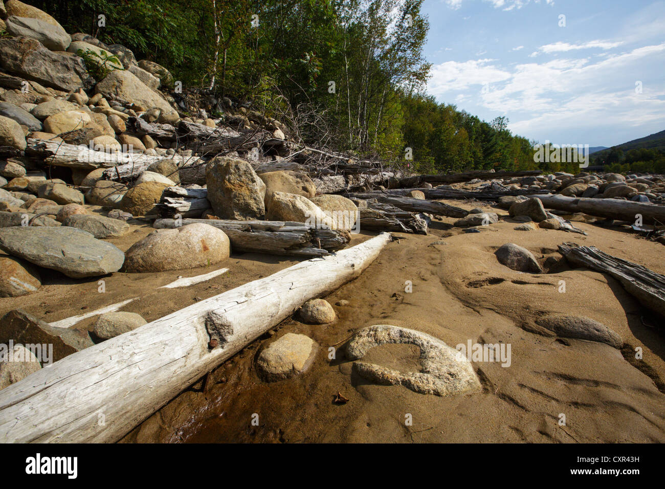Remnants of old timber dam along the East Branch of the Pemigewasset