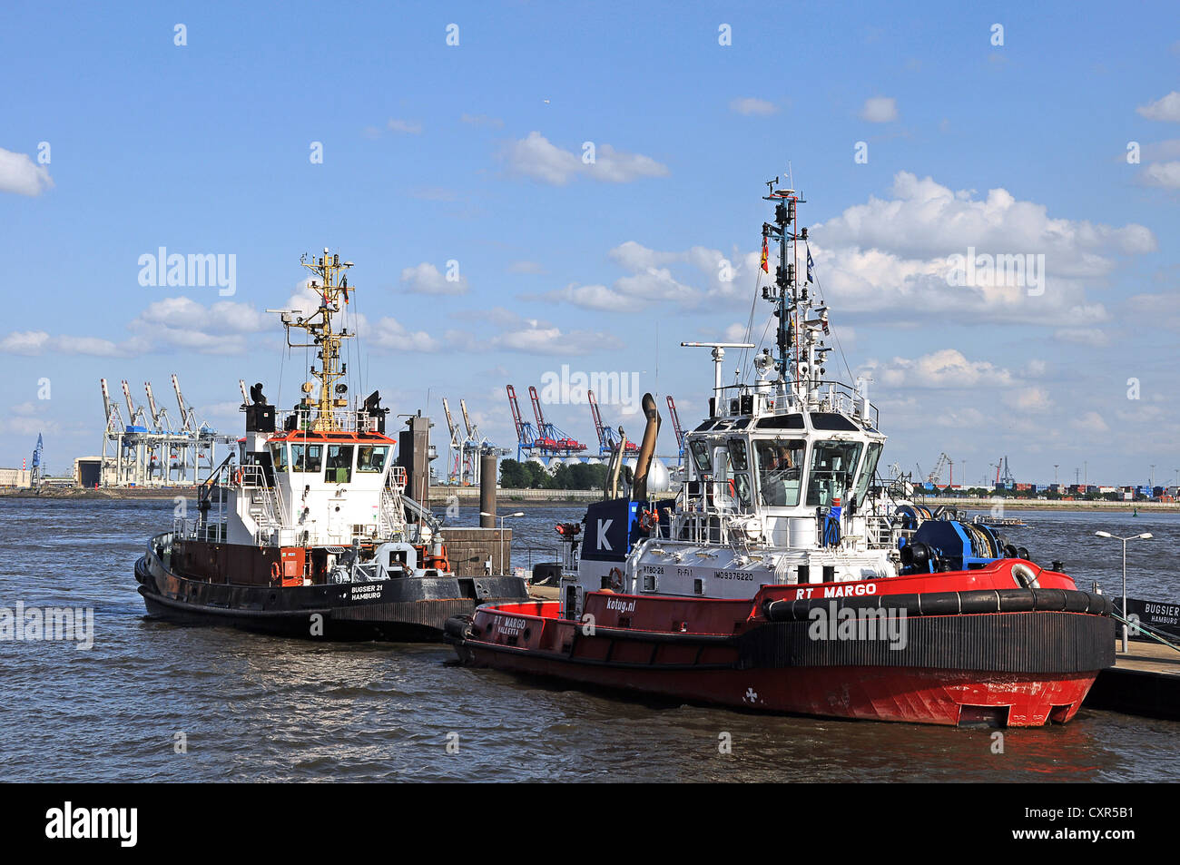 Tugs, Oevelgoenne, Hamburg, Germany, Europe Stock Photo