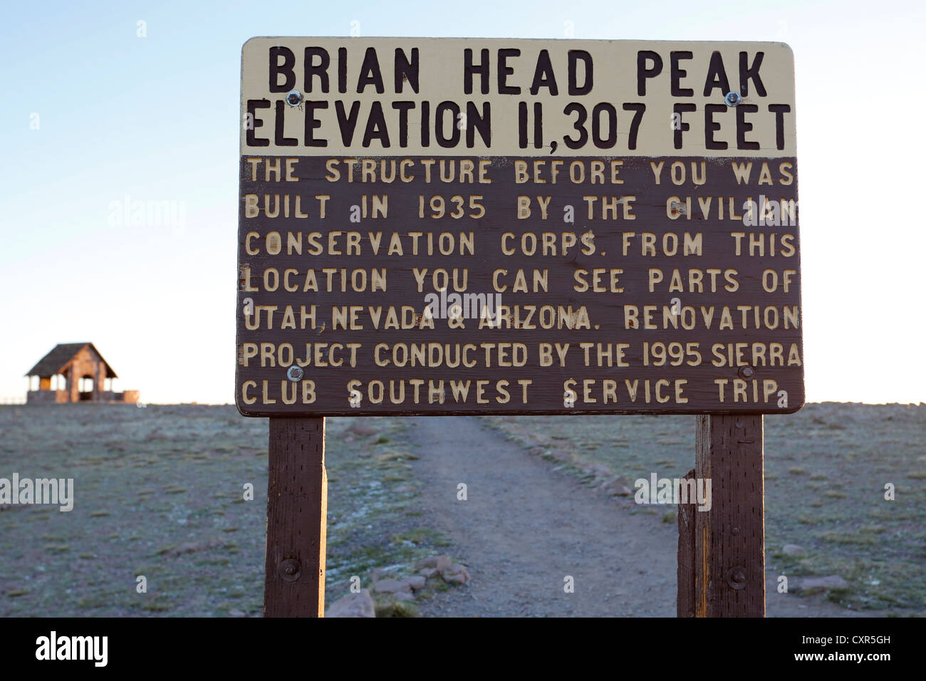 Information board at the summit of Brian Head Peak, Utah, USA Stock Photo