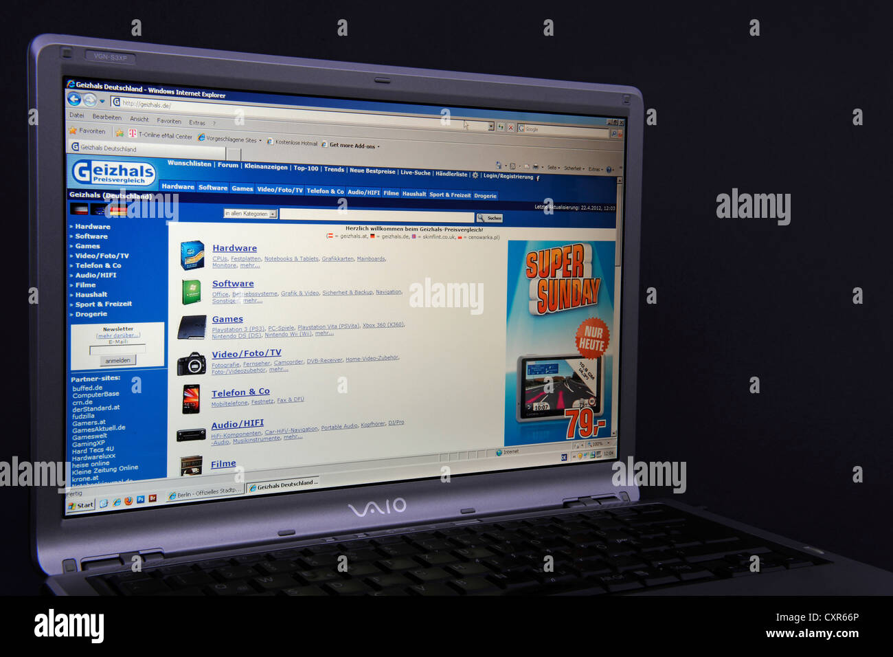 Website, Geizhals.de webpage on the screen of a Sony Vaio laptop, a German  price check service Stock Photo - Alamy