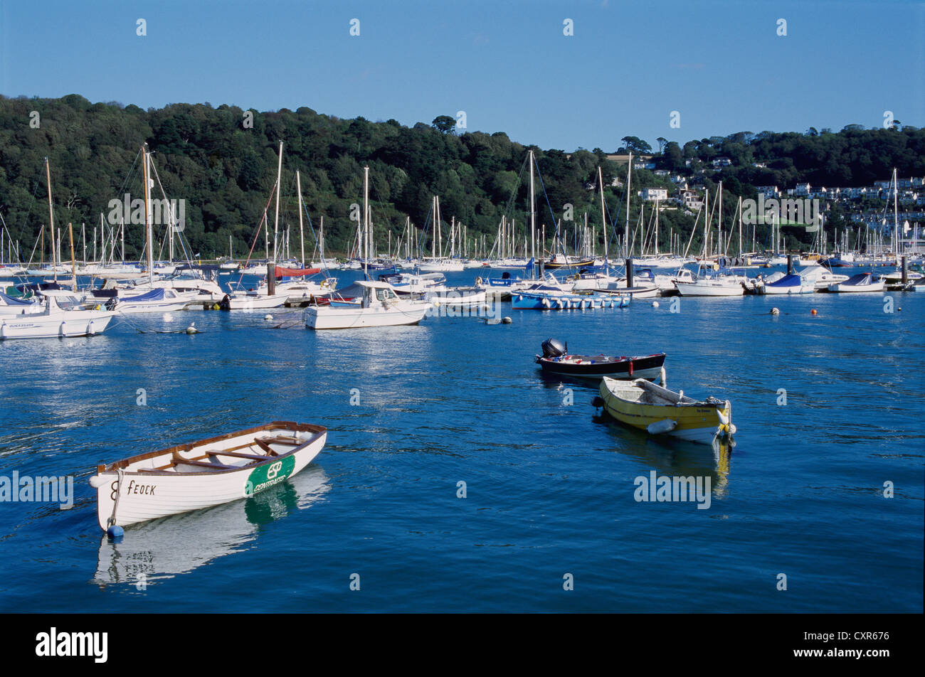River Estuary at Dartmouth, Devon,South West England,  with boats Stock Photo
