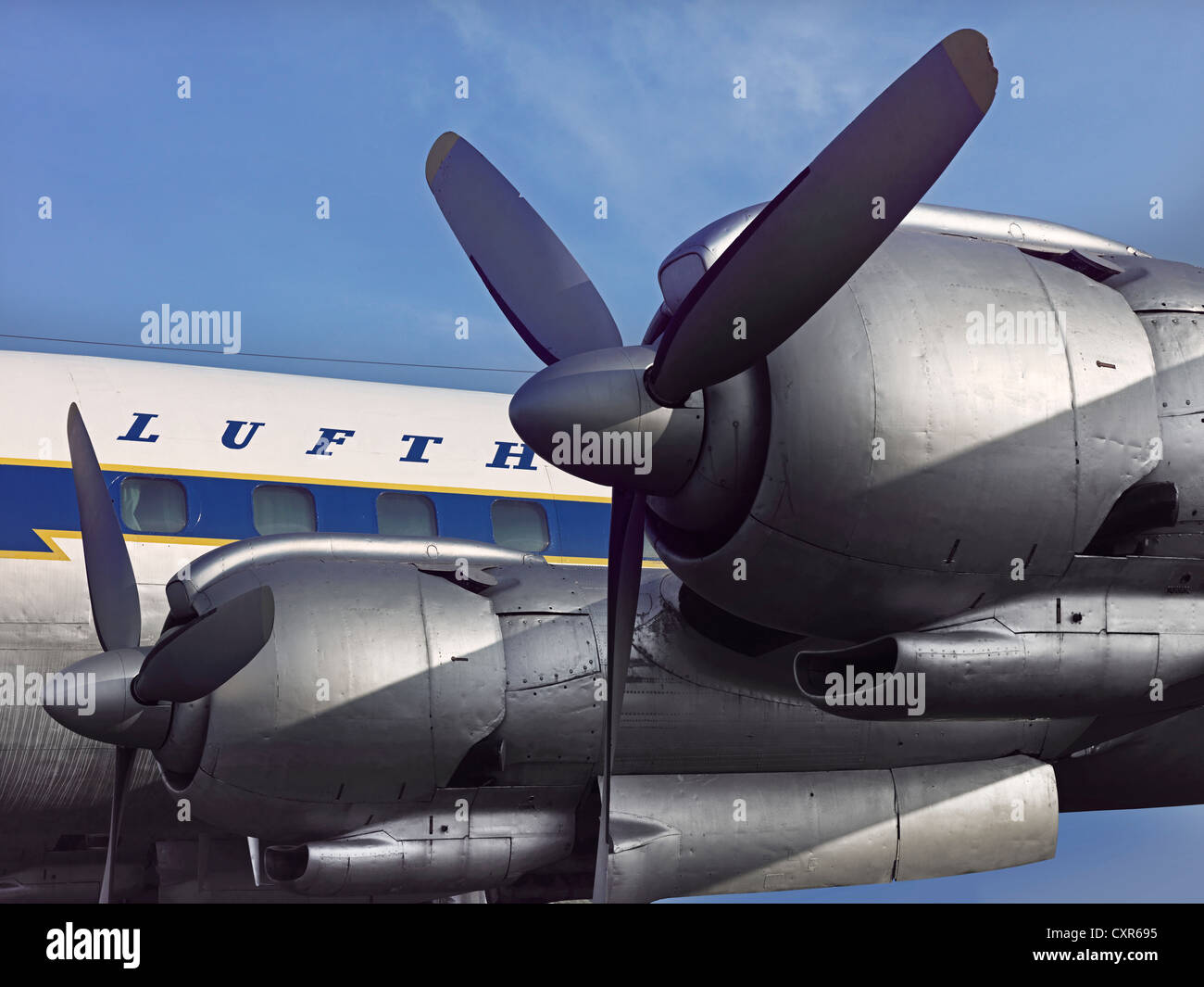 Engines of the Lockheed L-1049 G Super Constellation airplane, registration D-ALEM Stock Photo