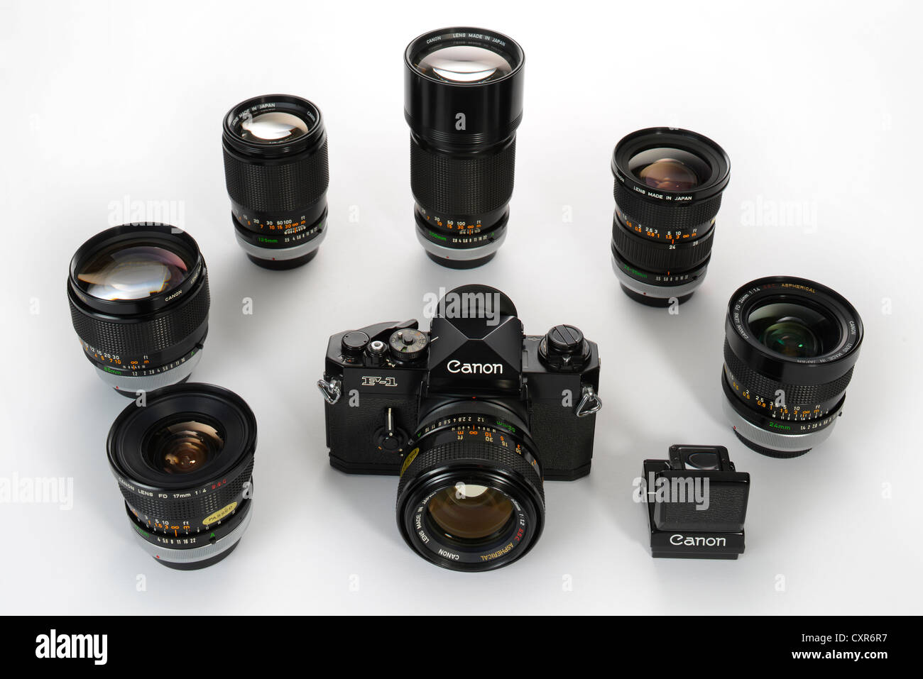 Canon F1 system, film or analogue SLR camera, 1972, camera system