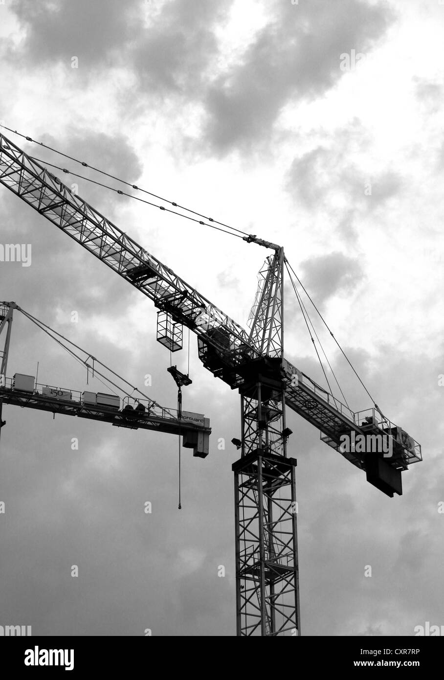 Construction cranes Black and White Stock Photos & Images - Alamy