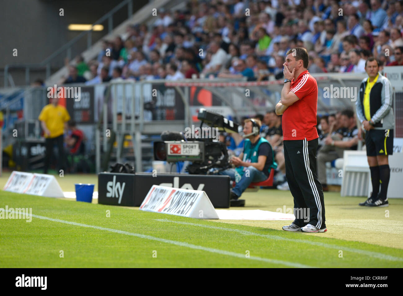 Dieter Hecking, Manager of 1 FC Nuremberg, on the sidelines, WIRSOL Rhein-Neckar-Arena, Sinsheim, Baden-Wuerttemberg Stock Photo