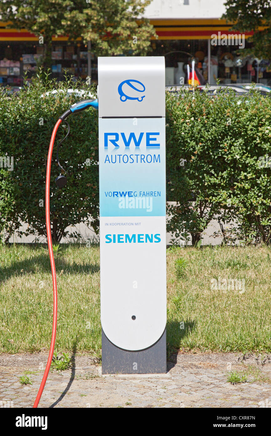 Charging column, electricity, fuel station, charging station, RWE, Siemens Stock Photo