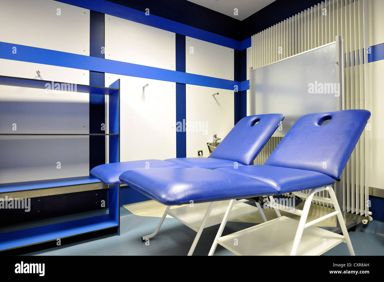 Physiotherapy room for the visiting team, locker room, Estadio Santiago Bernabeu stadium, football venue of Real Madrid Stock Photo