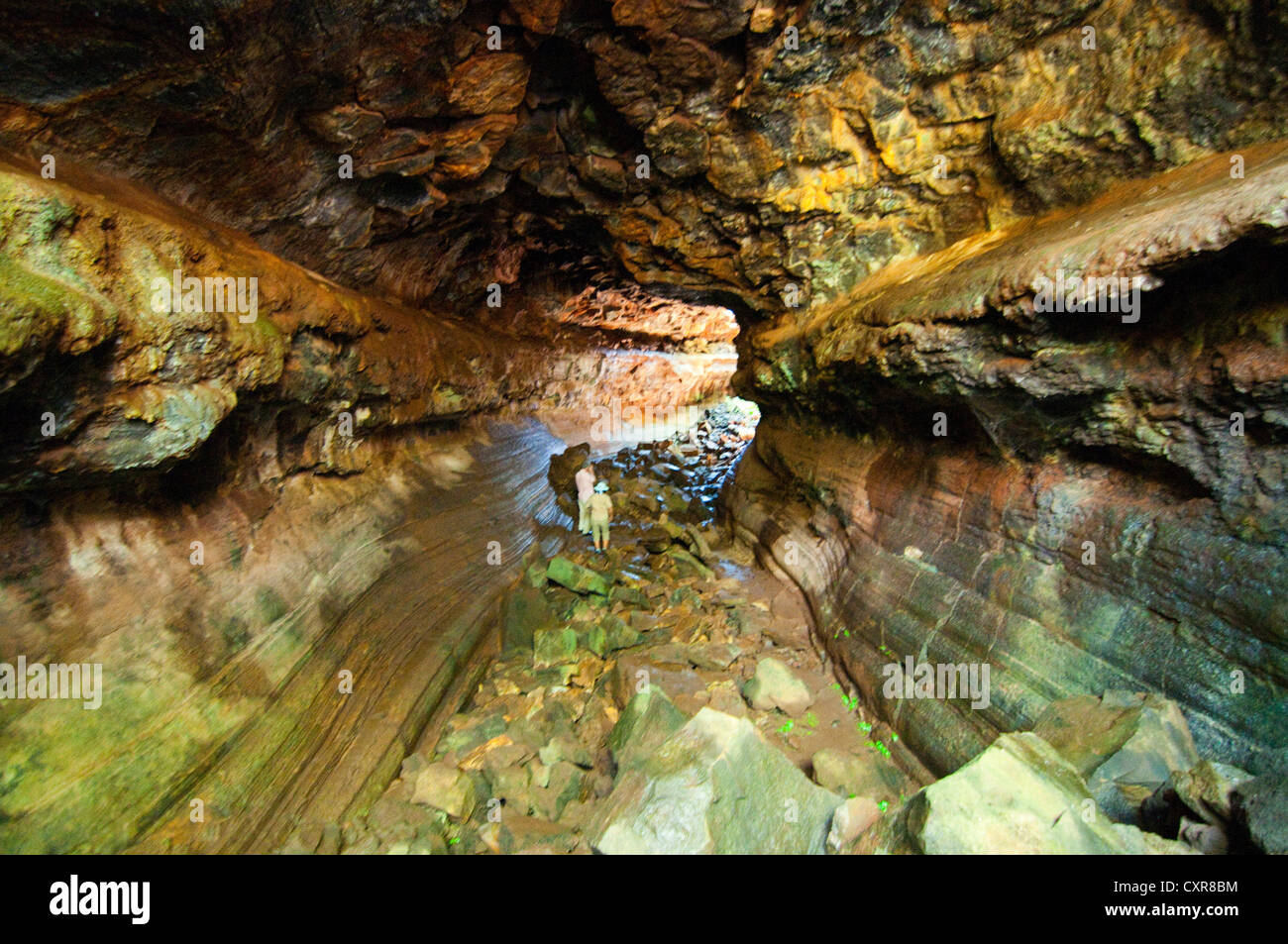 Lava tunnel santa cruz galapagos hi res stock photography and