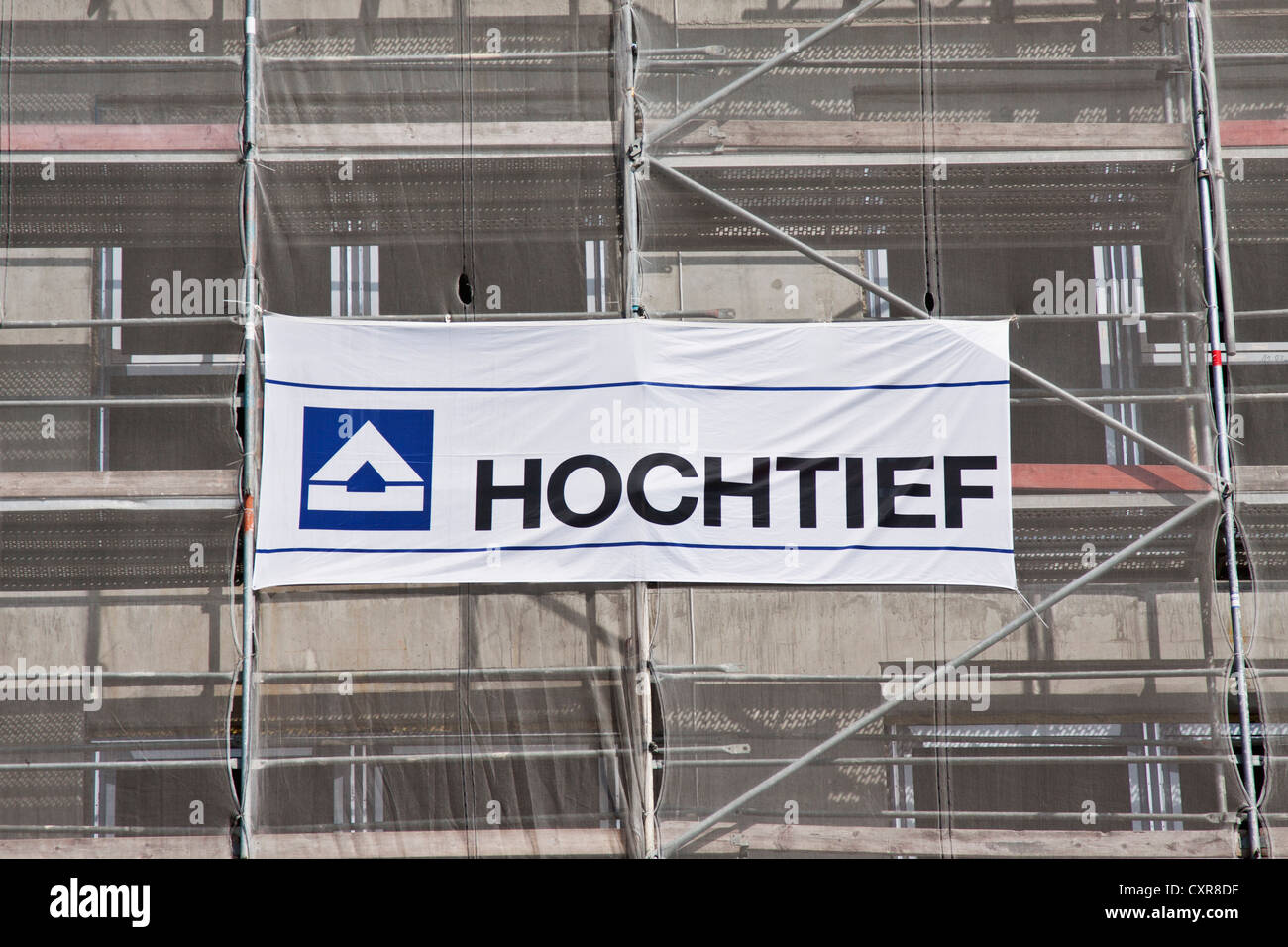 Hochtief AG, logo of the construction company on a banner on the