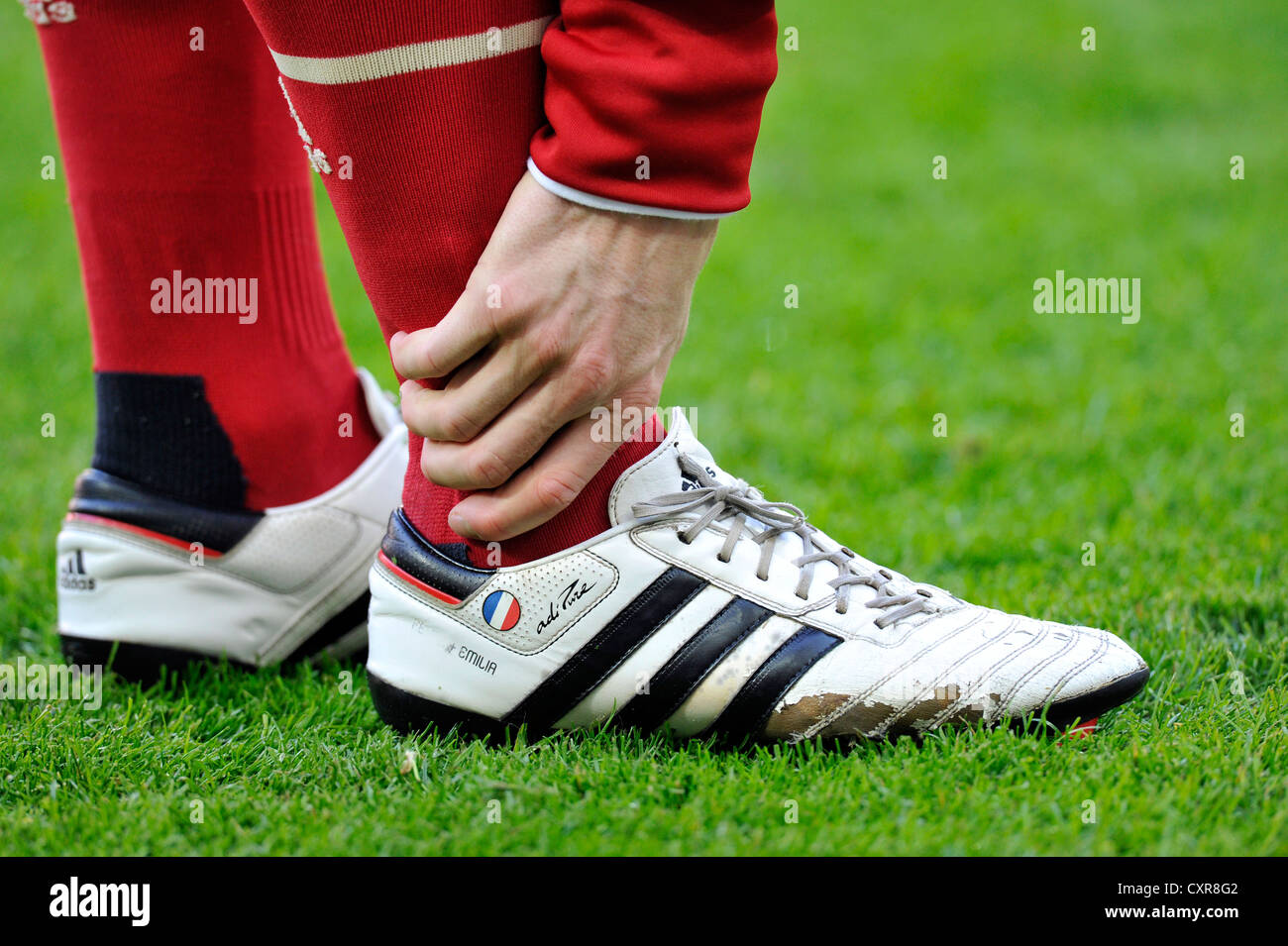 Bastian Schweinsteiger Fc Bayern Munich Soccer Club Touching His Ankle Allianz Arena Stadium Munich Bavaria Stock Photo Alamy