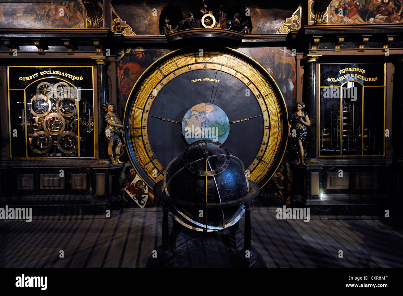 Astronomical clock, interior view of Strasbourg Cathedral, Cathedral of Our Lady of Strasbourg, Strasbourg, Bas-Rhin department Stock Photo