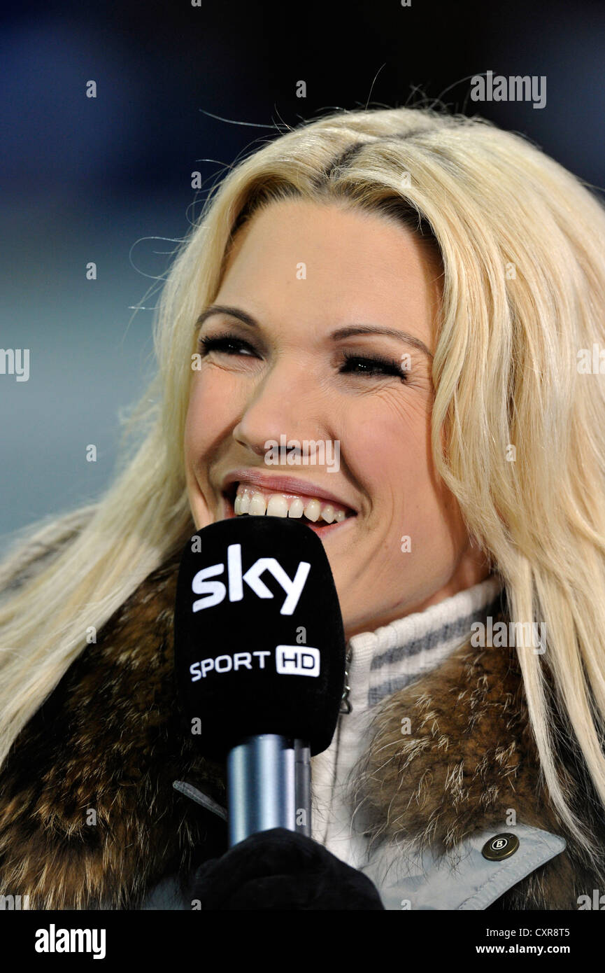 Sky Sports presenter Jessica Kastrop, Wirsol Rhein-Neckar-Arena, Sinsheim-Hoffenheim, Baden-Wuerttemberg, Germany, Europe Stock Photo