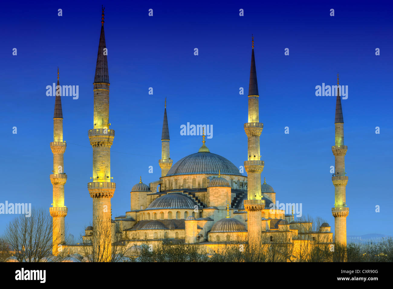 Sultan Ahmed Mosque also known as Blue Mosque at night, Sultanahmet ...