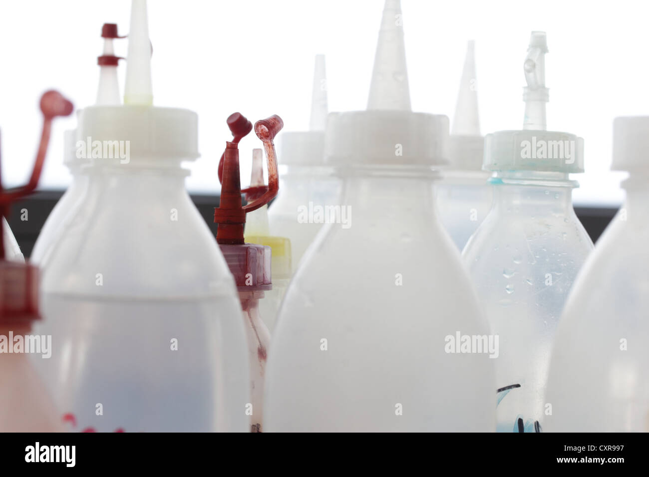 Wash bottles, laboratory Stock Photo Alamy