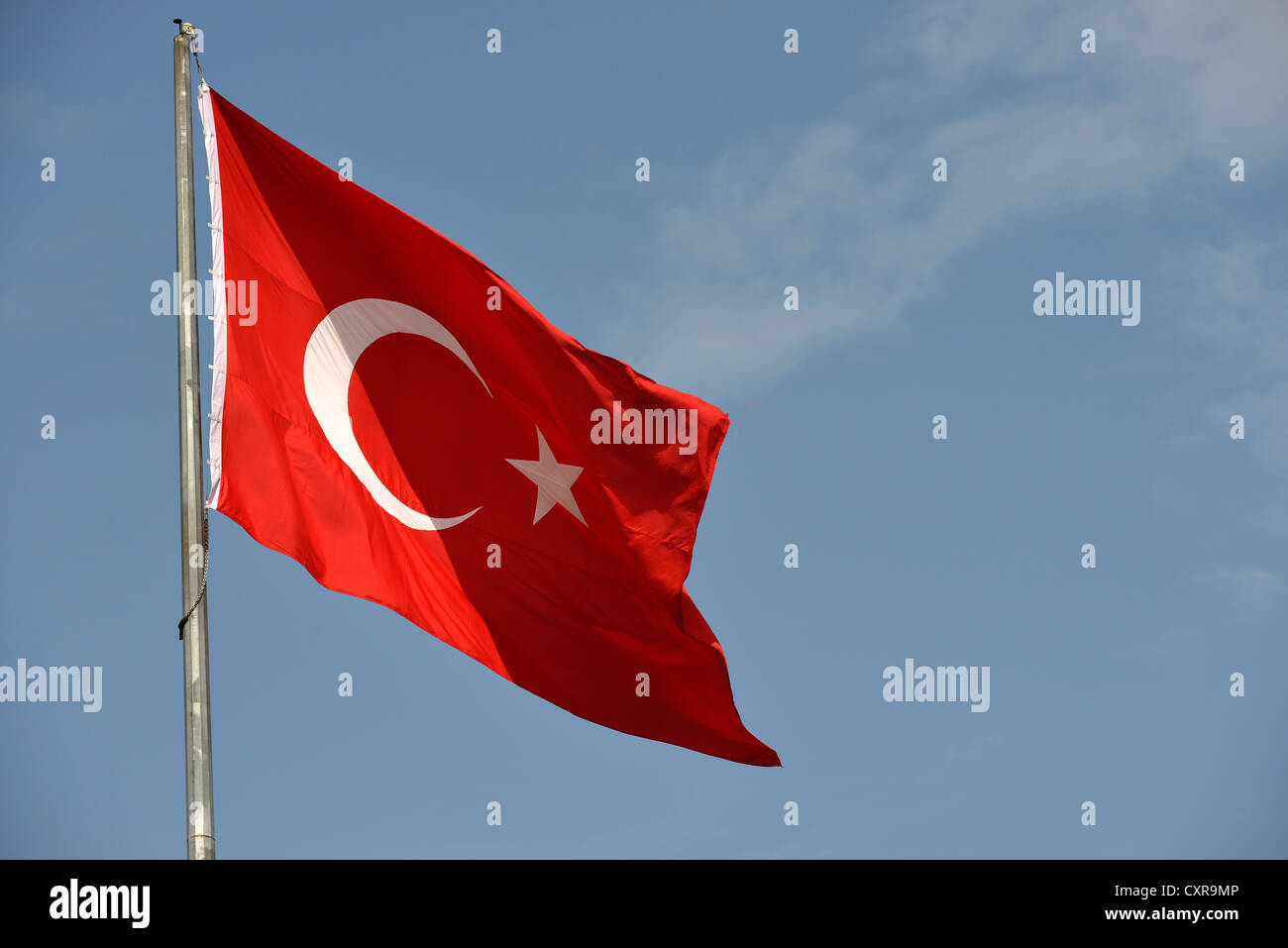 Turkish national flag, Istanbul, Turkey, Europe, PublicGround Stock Photo