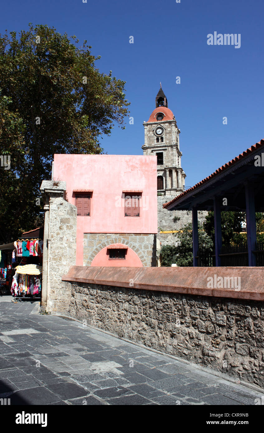 THE BOURG AREA CLOCK TOWER RHODES OLD TOWN. RHODES Stock Photo Alamy