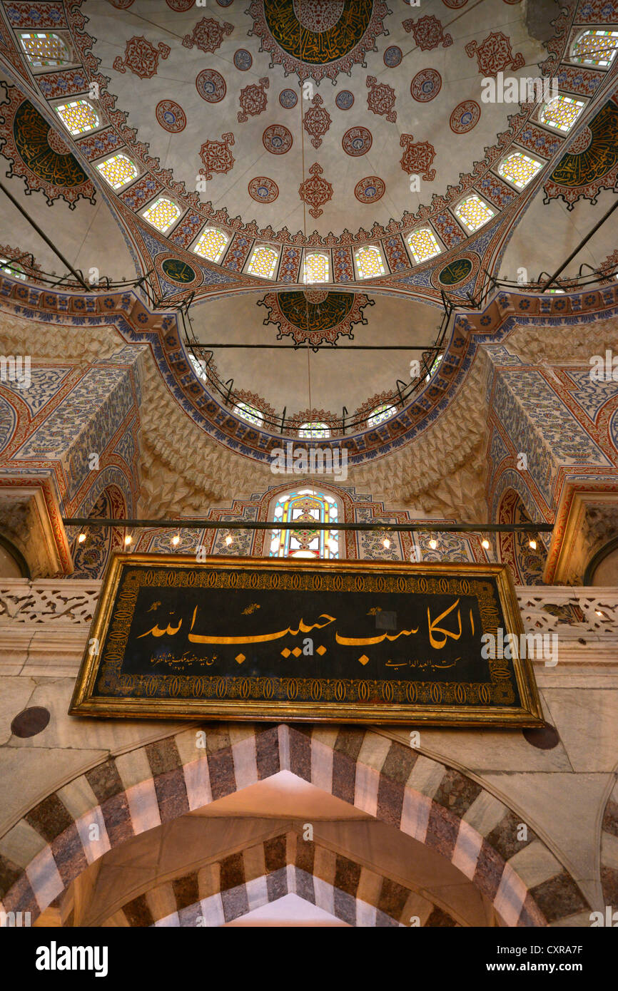 Interior view of the Sultan Ahmed Mosque or Blue Mosque, Sultanahmet ...