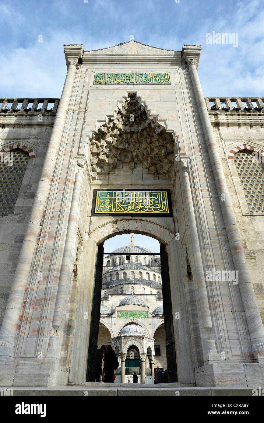 Mosques Arabic Inscription Arabic inscription above the entrance, Sultan Ahmed Mosque or Blue ...