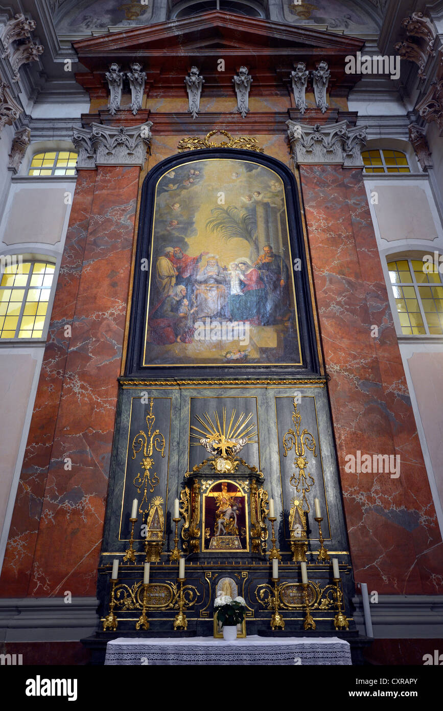 Interior view, right side altar with so-called Anna Selbdritt by Johann Anton Zitterer and the Pietà, Our Lady of Sorrows, in a Stock Photo