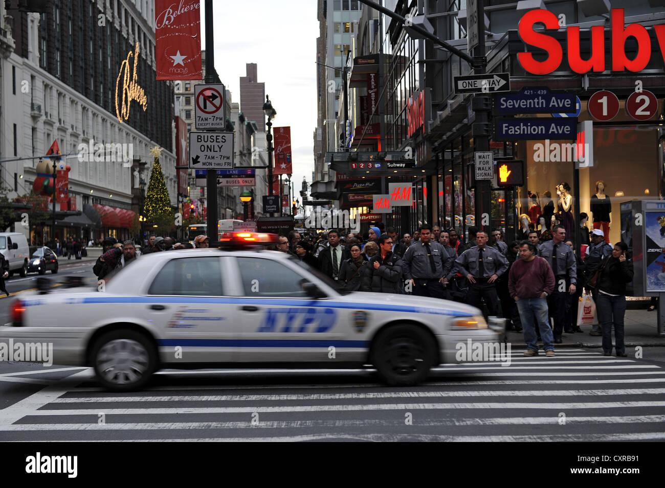 Street scene with a police car of the NYPD, New York