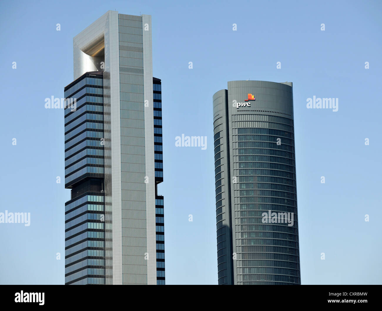 Cuatro Torres Business Area, formerly the Madrid Arena, with four ...