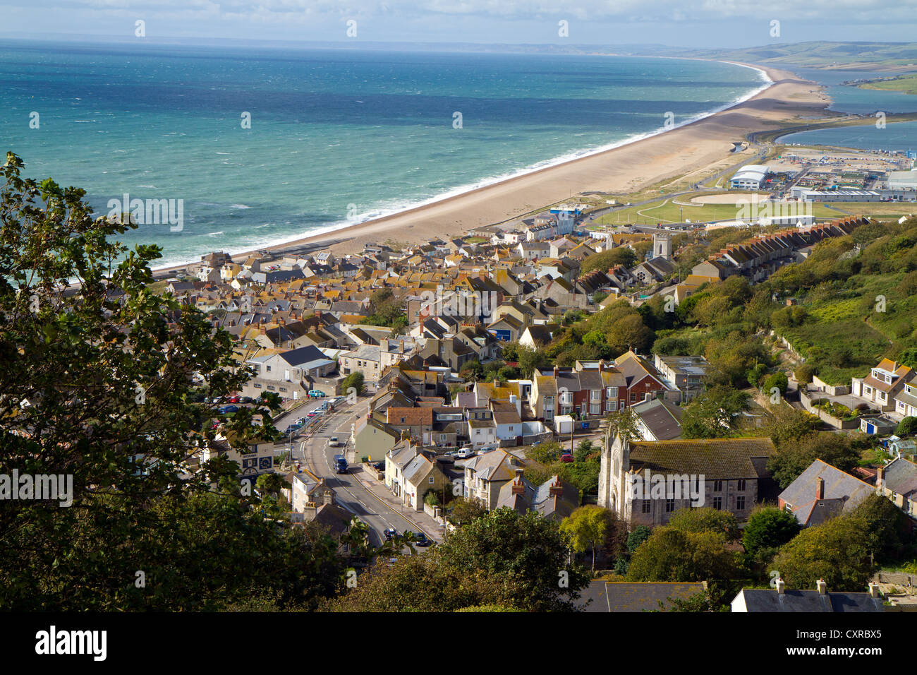 View over Portland and Chesil beach, part of the Devon and Dorset ...