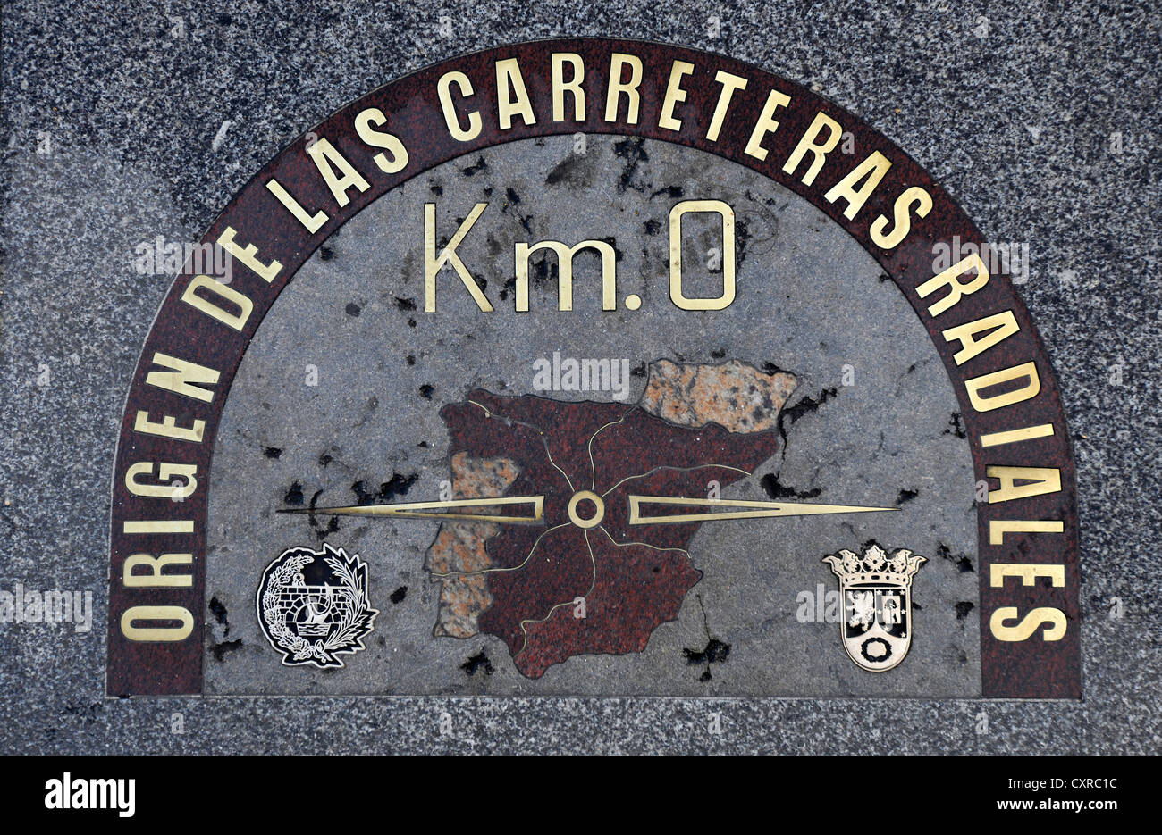Kilometre Zero, Plaza Puerta del Sol square, Madrid, Spain, Europe, PublicGround Stock Photo