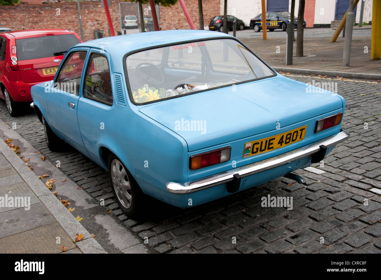 Old Blue Car 1970s Vauxhall Chevette Stock Photo