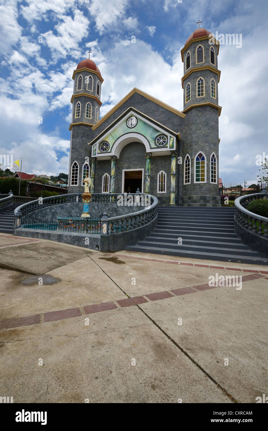 San Rafael church, built in the Gothic style, Zarcero, Costa Rica, Central America Stock Photo