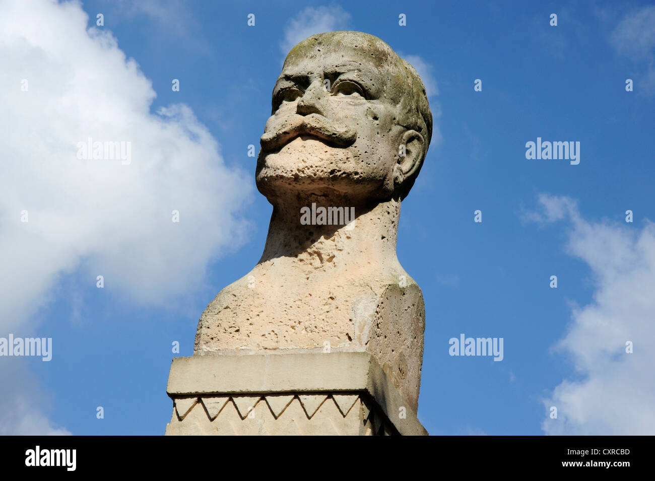 Monument to Admiral Augusto Miranda y Godoy above the harbour of Mahon, Port de Mao, Minorca, , Balearic Islands, Spain, Europe Stock Photo