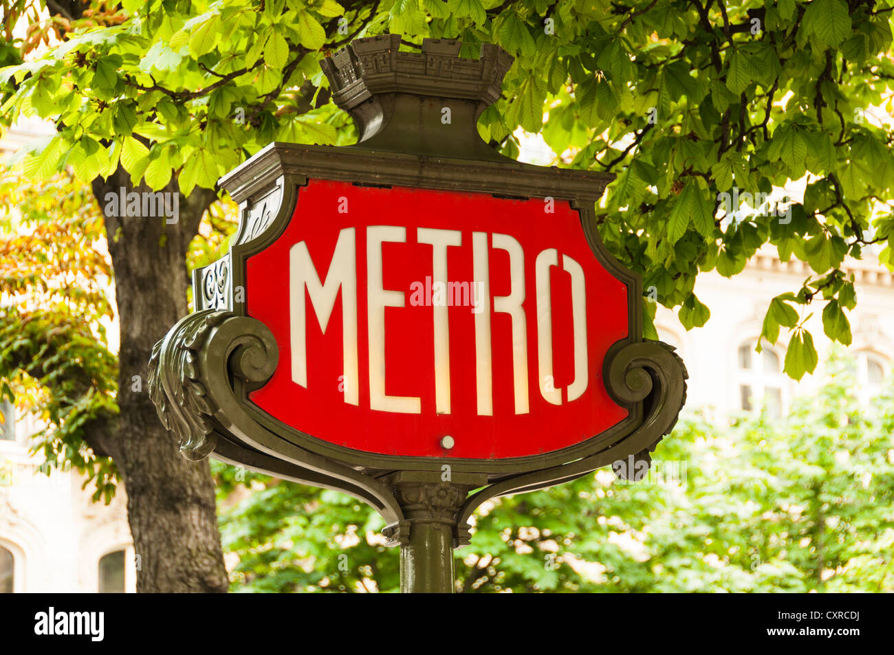 Vintage metro sign in Paris, France Stock Photo
